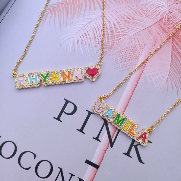 pendant necklaces duoying rainbow pave outline enamel personlized custom name colorful nameplate jewelry 221130, Silver
pendant necklaces duoying rainbow pave outline enamel personlized custom name colorful nameplate jewelry 221130, Silver