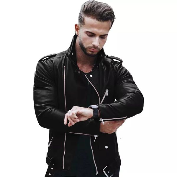 men's leather faux jackets pu coat autumn winter motorcycle casual slim fit turn down collar male 221201, Black
men's leather faux jackets pu coat autumn winter motorcycle casual slim fit turn down collar male 221201, Black