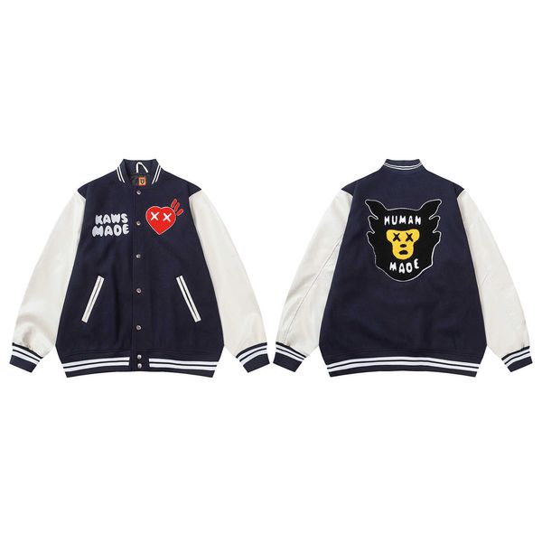 men's coat baseball uniform human make jacket cotton nigo kaws leather sleeve bomber men women ins celebrity fashion hip hop msuk un, Black;brown
men's coat baseball uniform human make jacket cotton nigo kaws leather sleeve bomber men women ins celebrity fashion hip hop msuk un, Black;brown
