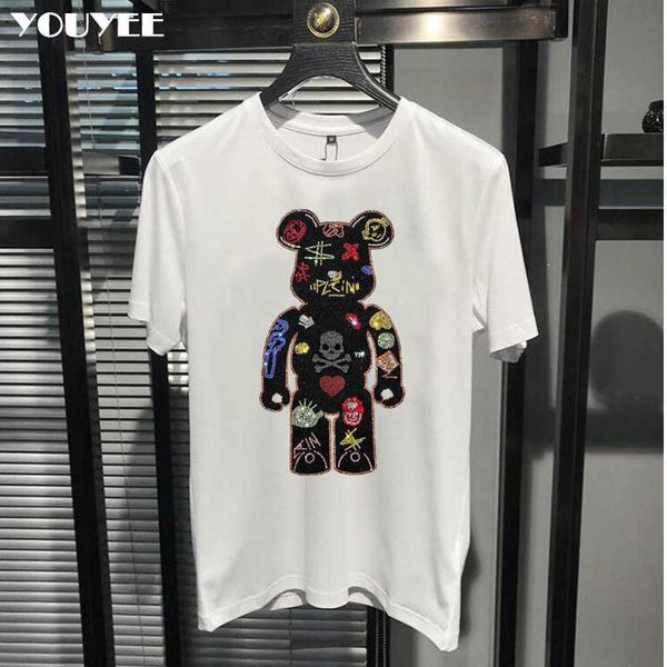 men's t-shirts bear rhinestone t-shirt men casual cotton short-sleeved trend fashion young brand plus size colorful mens clothing summe, White;black
men's t-shirts bear rhinestone t-shirt men casual cotton short-sleeved trend fashion young brand plus size colorful mens clothing summe, White;black
