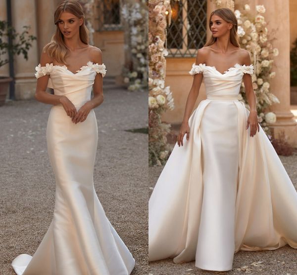 wedding dress off shoulder flowers mermaid bride dresses with detachable train bridal gowns custom made vestido de novia 2023, White
wedding dress off shoulder flowers mermaid bride dresses with detachable train bridal gowns custom made vestido de novia 2023, White