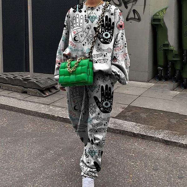 women's two piece pants gray loose graffiti hand print thin sweatshirt set women tracksuit long sleeve streetwear casual men 221130, White
women's two piece pants gray loose graffiti hand print thin sweatshirt set women tracksuit long sleeve streetwear casual men 221130, White