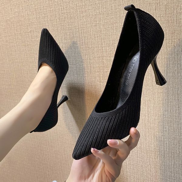 dress shoes comemore pointed high heels fashion knitted pumps comfortable stiletto s spring trend 221130, Black
dress shoes comemore pointed high heels fashion knitted pumps comfortable stiletto s spring trend 221130, Black