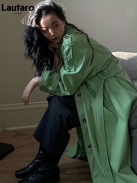 women s jackets lautaro spring oversized long green black soft pu leather trench coat for women raglan sleeve belt single breasted fashion 2, Black;brown
women s jackets lautaro spring oversized long green black soft pu leather trench coat for women raglan sleeve belt single breasted fashion 2, Black;brown
