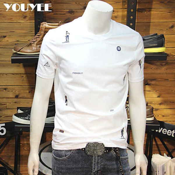 men's t-shirts summer mercerized cotton men's t-shirt embroidery 2022 slim round neck elastic short sleeve youth handsome fashion, White;black
men's t-shirts summer mercerized cotton men's t-shirt embroidery 2022 slim round neck elastic short sleeve youth handsome fashion, White;black