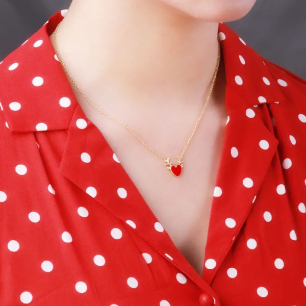 presentski heart reindeer pendant necklace red love shaped s925 sparkling zircon adjustable chain christmas gift for women girls girlfriend, Silver
presentski heart reindeer pendant necklace red love shaped s925 sparkling zircon adjustable chain christmas gift for women girls girlfriend, Silver