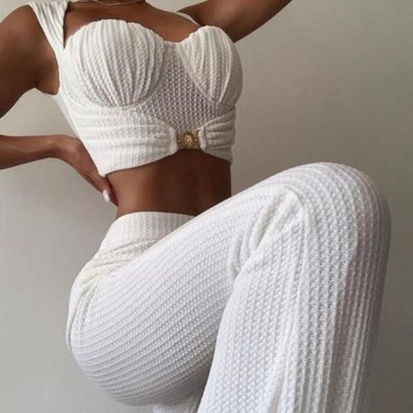 women's two piece pants autumn and winter women's clothing waist bag hip wide leg pants casual suit el strapless slim small vest h, White
women's two piece pants autumn and winter women's clothing waist bag hip wide leg pants casual suit el strapless slim small vest h, White