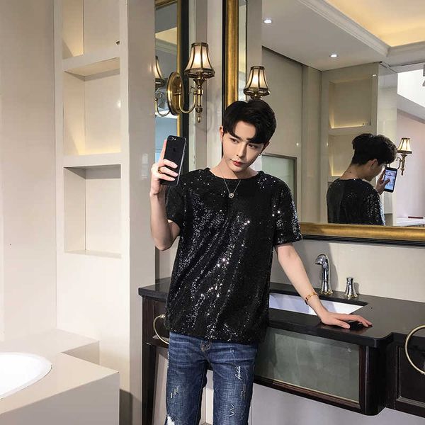 men's t-shirts reflective sequins t shirt men fashion casual short-sleeved t-shirt men streetwear hip hop loose performance tshirt man, White;black
men's t-shirts reflective sequins t shirt men fashion casual short-sleeved t-shirt men streetwear hip hop loose performance tshirt man, White;black