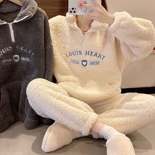 women's two piece pants winter thicken velvet polo sweatshirt pant sets vintage letter embroidery high street 2 womens outfits korean f, White
women's two piece pants winter thicken velvet polo sweatshirt pant sets vintage letter embroidery high street 2 womens outfits korean f, White