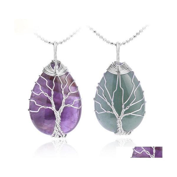 pendant necklaces mixcrystal stone aventurine opal amethysts quarz tiger eye water drop handmade wire winding pendant necklace deliv dhbko, Silver
pendant necklaces mixcrystal stone aventurine opal amethysts quarz tiger eye water drop handmade wire winding pendant necklace deliv dhbko, Silver