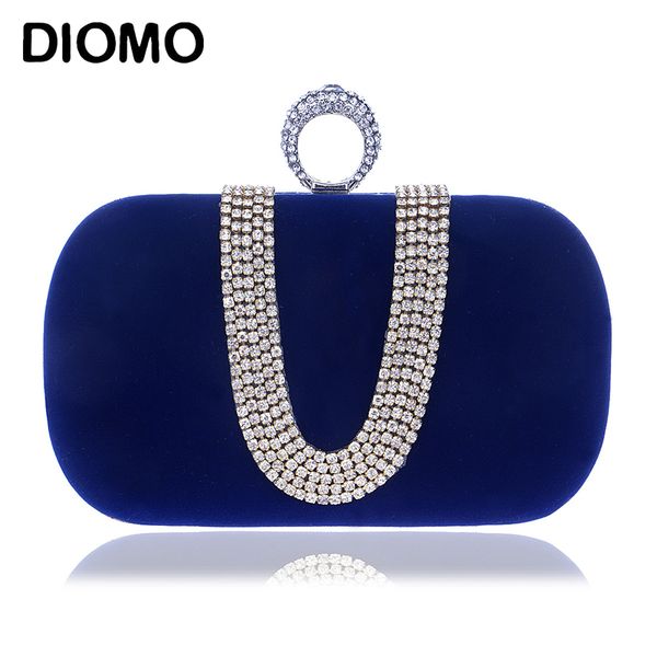 evening bags diomo elegant ladies luxury u-shaped diamond clutch purse wedding party women chain ring black blue purple 221130
evening bags diomo elegant ladies luxury u-shaped diamond clutch purse wedding party women chain ring black blue purple 221130