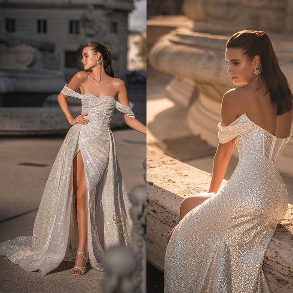 summer boho mermaid wedding dress sparkly off shoulder sequined backless bridal gowns vestido de casamento, White
summer boho mermaid wedding dress sparkly off shoulder sequined backless bridal gowns vestido de casamento, White