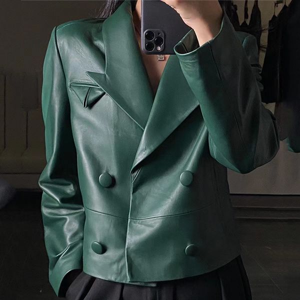 women s leather faux sheepskin suit coat spring retro and modern double short breasted slim fit lapel genuine jackets 221130, Black
women s leather faux sheepskin suit coat spring retro and modern double short breasted slim fit lapel genuine jackets 221130, Black