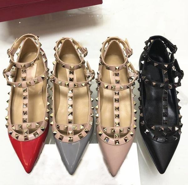 brand rivets sandals flat heels pointed shoes genuine leather classics summer black nude white gold wedding shoes with dust bag 34-44
brand rivets sandals flat heels pointed shoes genuine leather classics summer black nude white gold wedding shoes with dust bag 34-44