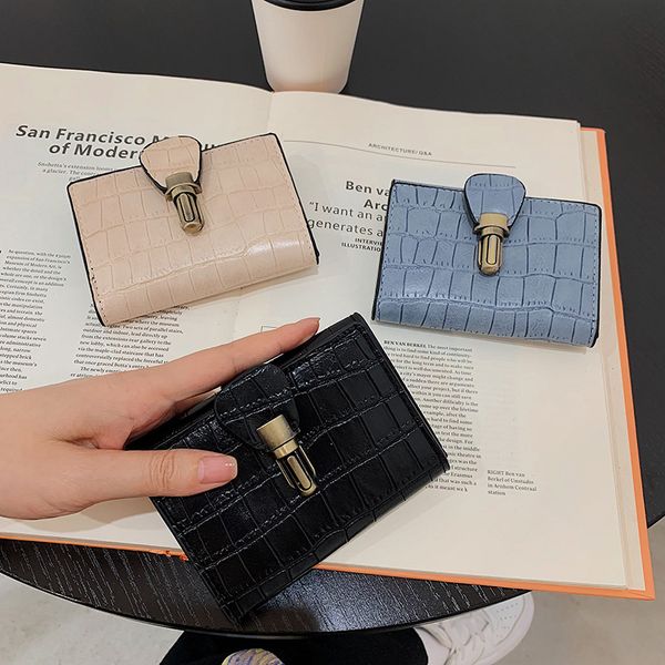 designer luxury women's purse korean short multi-slot change wallet with triple fold clasps, Red;black
designer luxury women's purse korean short multi-slot change wallet with triple fold clasps, Red;black