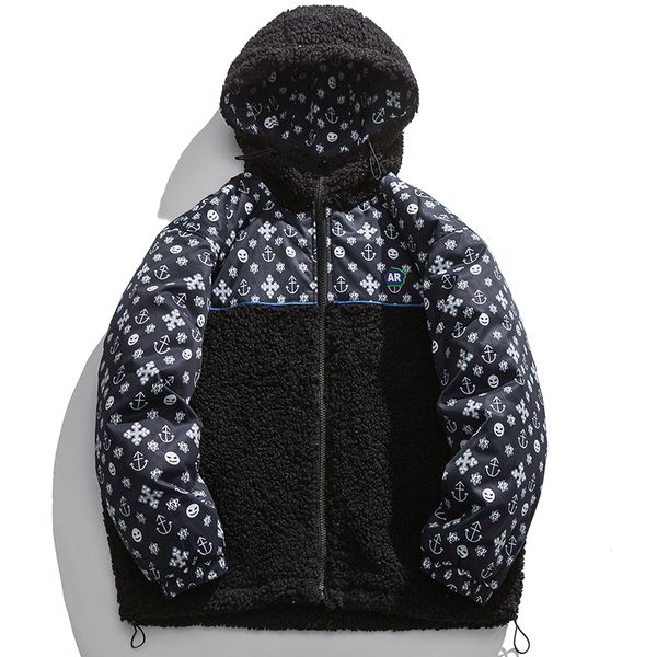 men's down parkas autumn winter plush coats men clothing print flocking jacket with hood fashion korean street baggy parka outerwear m, Black
men's down parkas autumn winter plush coats men clothing print flocking jacket with hood fashion korean street baggy parka outerwear m, Black
