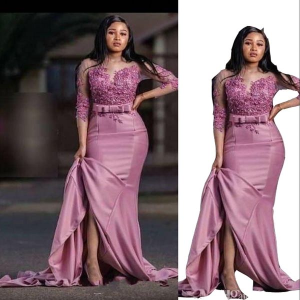 2023 pink prom dresses mermaid lace appliques illusion crystal beaded sash bow long sleeves sweep train middle east party dress formal eveni, Black
2023 pink prom dresses mermaid lace appliques illusion crystal beaded sash bow long sleeves sweep train middle east party dress formal eveni, Black