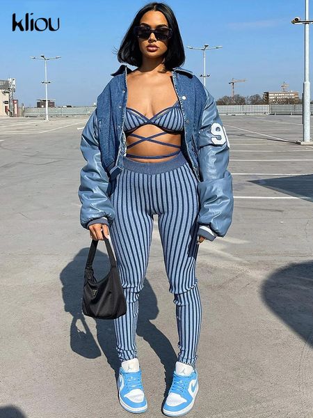 women's two piece pants kliou striped print set women v neck bandage backless bra mid waist stretchy sheath high street outfit 221130, White
women's two piece pants kliou striped print set women v neck bandage backless bra mid waist stretchy sheath high street outfit 221130, White