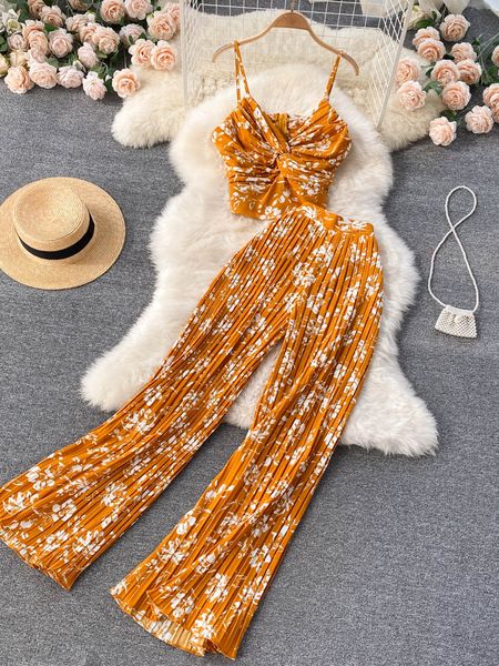 women's two piece pants summer women printed set beach female strap camis draped wide leg black red blue yellow suits 221130, White
women's two piece pants summer women printed set beach female strap camis draped wide leg black red blue yellow suits 221130, White