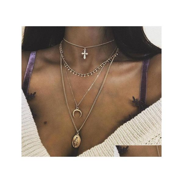 pendant necklaces 4 pcs/set female necklace set gold cross moon virgin mary pendant classic women dance party jewelry drop delivery dhjgy, Silver
pendant necklaces 4 pcs/set female necklace set gold cross moon virgin mary pendant classic women dance party jewelry drop delivery dhjgy, Silver