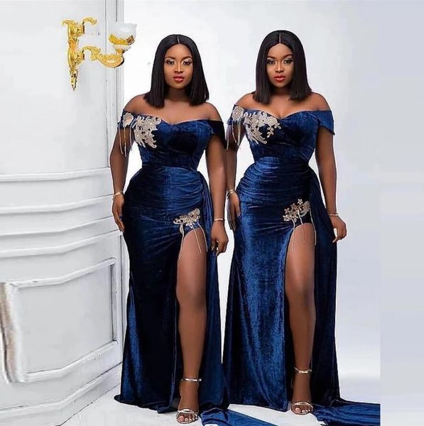 2023 african velvet mermaid bridesmaid dresses wedding guest party gowns off shoulder side split appliques tassel vestidos de noche gc1201, White;pink
2023 african velvet mermaid bridesmaid dresses wedding guest party gowns off shoulder side split appliques tassel vestidos de noche gc1201, White;pink
