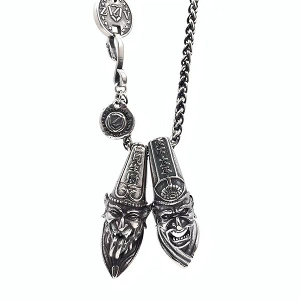 new ghost mask necklace men's titanium steel retro pendant personality hip hop long sweater chain jewelry accessories, Silver
new ghost mask necklace men's titanium steel retro pendant personality hip hop long sweater chain jewelry accessories, Silver