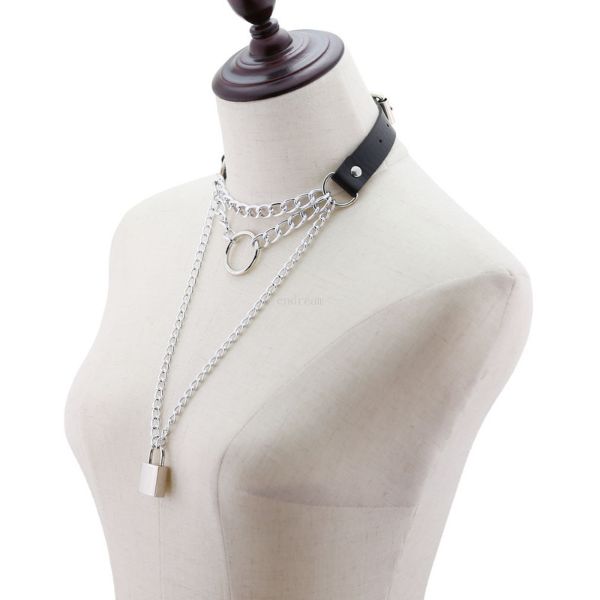 women lock collar necklace o ring choker chain for woman fashion jewelry pendants street style will and sandy, Silver
women lock collar necklace o ring choker chain for woman fashion jewelry pendants street style will and sandy, Silver