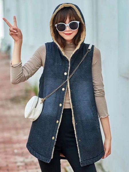 women's vests winter vintage women fleece lining sleeveless jacket thick warm hoody denim coat long casual waistcoat single breasted je, Black;white
women's vests winter vintage women fleece lining sleeveless jacket thick warm hoody denim coat long casual waistcoat single breasted je, Black;white