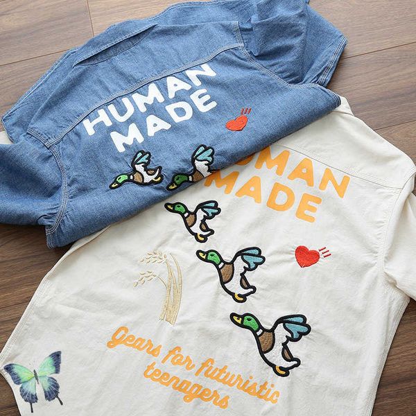men's jackets high street men's clothes human made jean jacket back embroidery three flying duck casual jeans shirts t221202, Black;brown
men's jackets high street men's clothes human made jean jacket back embroidery three flying duck casual jeans shirts t221202, Black;brown