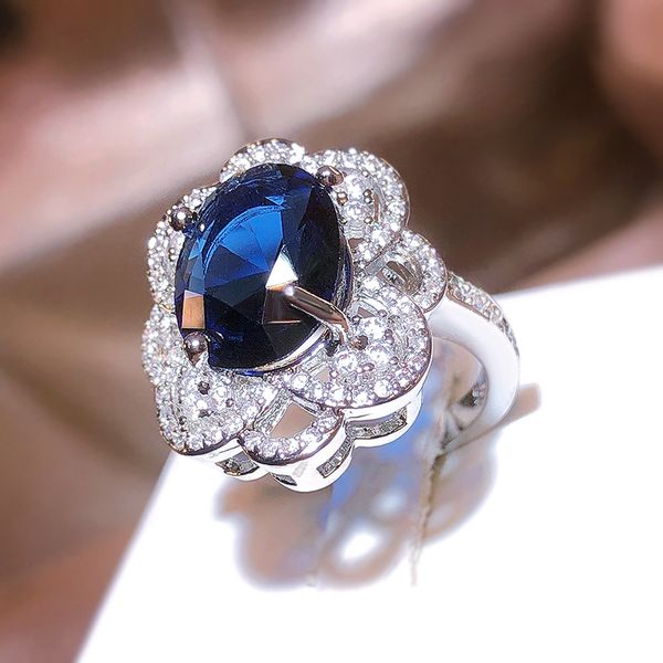 design rings imitates the natural sugar tower sapphire full diamond opening ring and women's luxury temperament gift jewelry, Silver
design rings imitates the natural sugar tower sapphire full diamond opening ring and women's luxury temperament gift jewelry, Silver