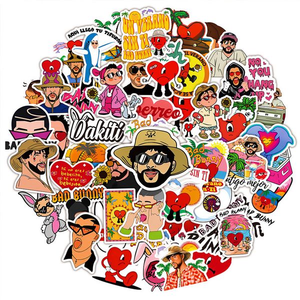 50pcs/pack singer bad bouny cartoon vinyl stickers book lapguitar motorcycle luggage skateboard diy decorative decal
50pcs/pack singer bad bouny cartoon vinyl stickers book lapguitar motorcycle luggage skateboard diy decorative decal