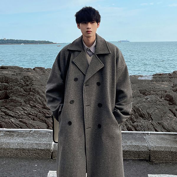 men's wool blends legible winter jacket casual loose coat male solid long coats for 221201, Black
men's wool blends legible winter jacket casual loose coat male solid long coats for 221201, Black