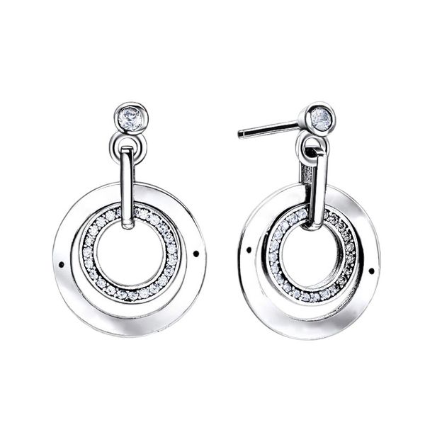 925 sterling silver logo double circle pendant stud earrings with original box for pandora cz diamond women girls wedding jewelry engagement, Golden;silver
925 sterling silver logo double circle pendant stud earrings with original box for pandora cz diamond women girls wedding jewelry engagement, Golden;silver