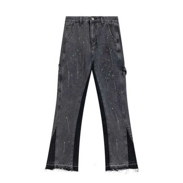 brand designer jeans gallxxyed speckled stitching washed used flare pants loose straight high street casual trousers grey, Blue
brand designer jeans gallxxyed speckled stitching washed used flare pants loose straight high street casual trousers grey, Blue