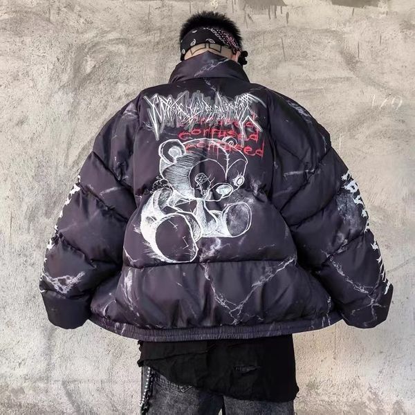 men's down parkas hip hop jacket hurt bear print men winter parka thick warm windbreaker harajuku casual cotton loose coat streetwear y, Black
men's down parkas hip hop jacket hurt bear print men winter parka thick warm windbreaker harajuku casual cotton loose coat streetwear y, Black