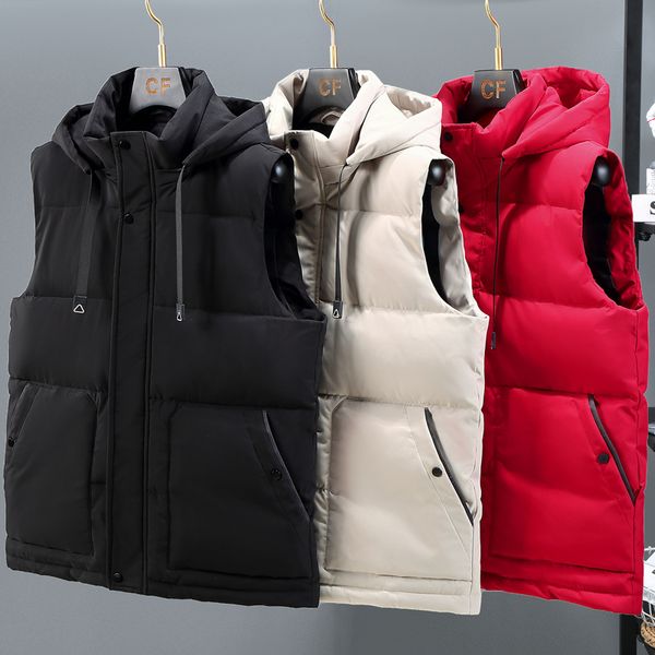 men's vests winter men thick vest hooded warm black sleeveless jackets for men streetwear oversize cotton waistcoat male clothing 22120, Black;white
men's vests winter men thick vest hooded warm black sleeveless jackets for men streetwear oversize cotton waistcoat male clothing 22120, Black;white