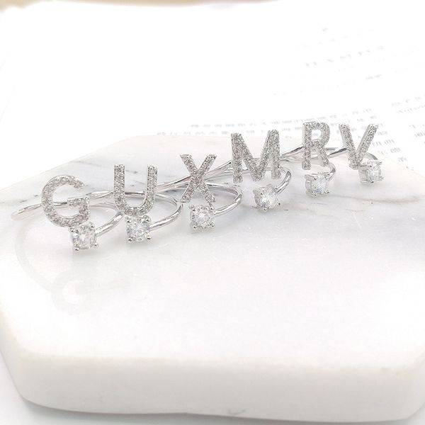 hip hop letter rings with diamond creative and simple combination matching with open ring gift jewelry, Silver
hip hop letter rings with diamond creative and simple combination matching with open ring gift jewelry, Silver