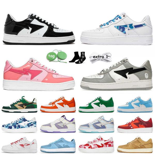 designer sk8 casual shoes platform sneakers trainers patent leather black blue red white color camo combo pink grey bapestas baped sta
designer sk8 casual shoes platform sneakers trainers patent leather black blue red white color camo combo pink grey bapestas baped sta
