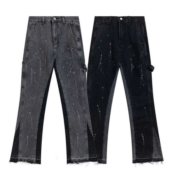 brand designer jeans gallxxyed speckled stitching washed used flare pants loose straight high street casual trousers, Blue
brand designer jeans gallxxyed speckled stitching washed used flare pants loose straight high street casual trousers, Blue