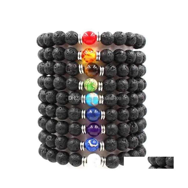 charm bracelets 9colors 7 chakra natural black lava stone beads elastic bracelet essential oil diffuser volcanic rock beaded hand st dhdpt, Golden;silver
charm bracelets 9colors 7 chakra natural black lava stone beads elastic bracelet essential oil diffuser volcanic rock beaded hand st dhdpt, Golden;silver