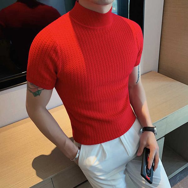 men's t-shirts 2021 autumn new short sleeve knitted sweater men clothing half high neck slim fit sweater t-shirt casual stretch homme p, White;black
men's t-shirts 2021 autumn new short sleeve knitted sweater men clothing half high neck slim fit sweater t-shirt casual stretch homme p, White;black