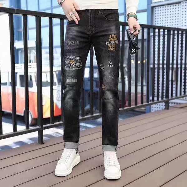 designer men's jeans denim embroidery pants fashion holes trouser us hip hop distressed zipper trousers for male, Blue
designer men's jeans denim embroidery pants fashion holes trouser us hip hop distressed zipper trousers for male, Blue