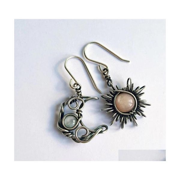 dangle chandelier bohemian fashion jewelry vintage beads sun moon dangle earrings asymmetry earring drop delivery dh19x, Silver
dangle chandelier bohemian fashion jewelry vintage beads sun moon dangle earrings asymmetry earring drop delivery dh19x, Silver
