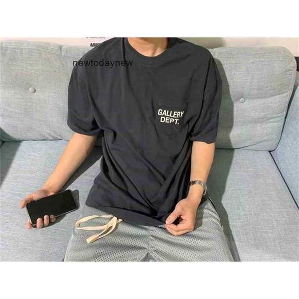 shirt ins men's printed t- gallerydept gary washed used pocket printed letters short sleeve oversize cross round neck, White;black 
shirt ins men's printed t- gallerydept gary washed used pocket printed letters short sleeve oversize cross round neck, White;black