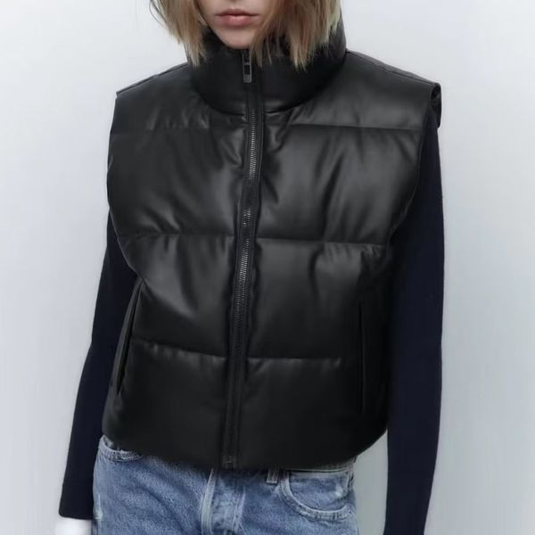 women's vests ber oys za the fallwinter women's wear retro black fashion standup collar versatile faux leather vest 221202, Black;white
women's vests ber oys za the fallwinter women's wear retro black fashion standup collar versatile faux leather vest 221202, Black;white