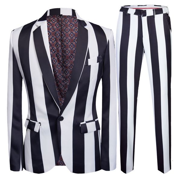 men's suits blazers autumn summer costume mariage homme black white grey stripe set smoking uomo trajes de hombre masculino 221201, White;black
men's suits blazers autumn summer costume mariage homme black white grey stripe set smoking uomo trajes de hombre masculino 221201, White;black