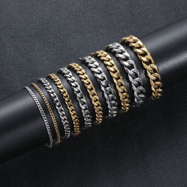 mens 18k gold plated stainless steel bracelets high polished six-sided grind miami cuban link chain lobster buckle bracelet, Black
mens 18k gold plated stainless steel bracelets high polished six-sided grind miami cuban link chain lobster buckle bracelet, Black