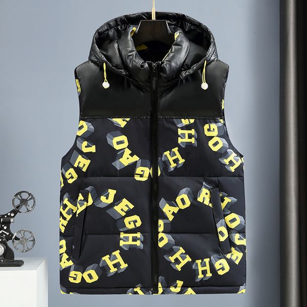 men's vests 3646 autumn winter sleeveless jacket men with hooded printed waistcoat male slim down warm 221202, Black;white
men's vests 3646 autumn winter sleeveless jacket men with hooded printed waistcoat male slim down warm 221202, Black;white