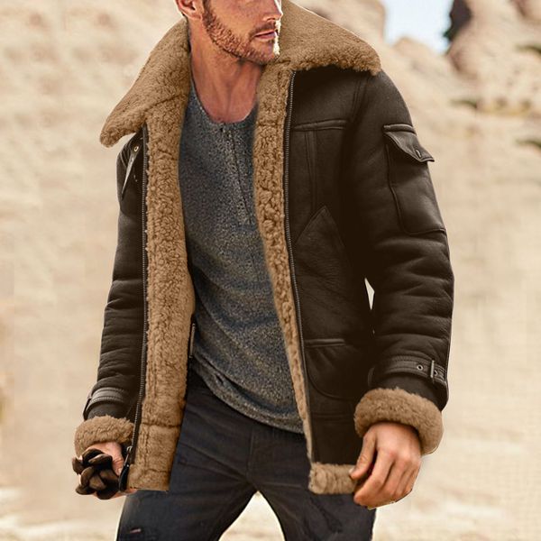 men's jackets winter coat lapel collar long sleeve padded leather vintage thicken sheepskin windbreaker 221201, Black;brown
men's jackets winter coat lapel collar long sleeve padded leather vintage thicken sheepskin windbreaker 221201, Black;brown