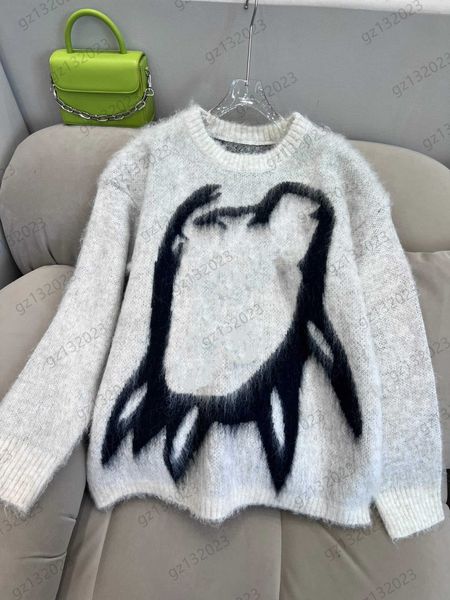 womens sweater front contrasting colour hound dog print mohair hair knit sweaters thread round neck off shoulder long sleeves knitwear luxur, White;black
womens sweater front contrasting colour hound dog print mohair hair knit sweaters thread round neck off shoulder long sleeves knitwear luxur, White;black
